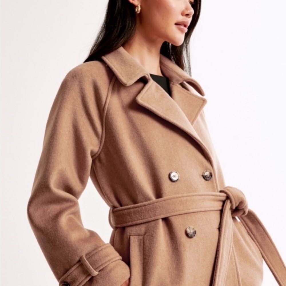 Abercrombie Carrie Wool-Blend Trench Coat in Camel - NWT - Picture 2 of 4